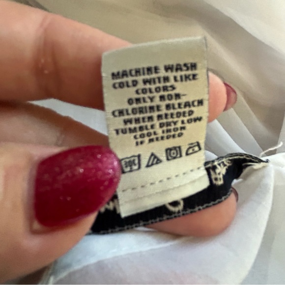 American Rag sheer white gathered lacey blouse ties Size M - Picture 6 of 7